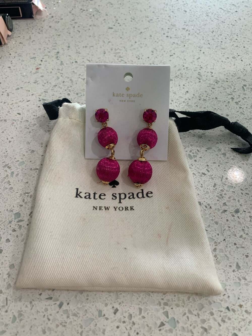 Kate Spade New York Pretty Poms Pink Thread Wrapped Drop Earrings